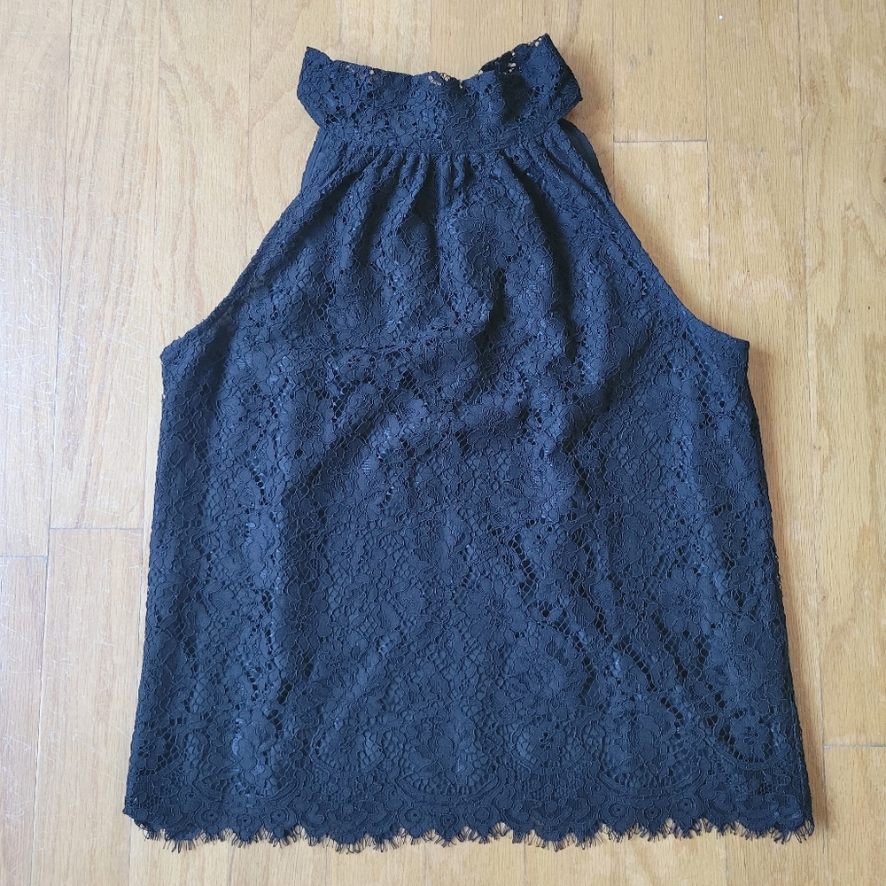 Black Lace Halter Blouse Top